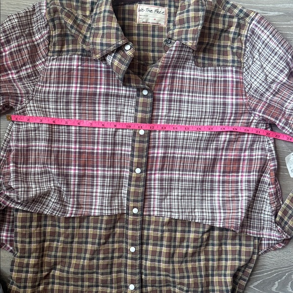 NEW Free People Layer it Up Plaid Flannel Snap Down Top Medium - Picture 9 of 10